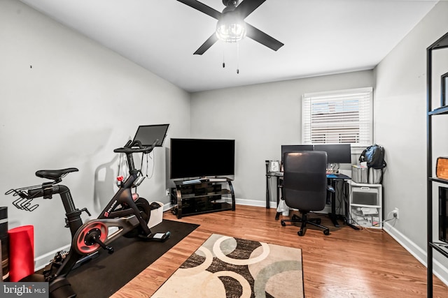 202 Cranford Rd, Cherry Hill, NJ 08003 - home office featuring a ceiling fan and wood finished floors