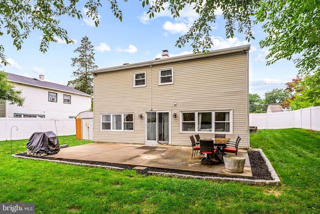 202 Cranford Rd, Cherry Hill, NJ 08003 - rear view of property featuring a patio, a storage shed, a fenced backyard, and a chimney