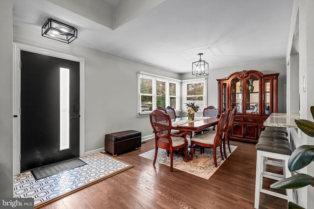 202 Cranford Rd, Cherry Hill, NJ 08003 - dining space with a chandelier and dark wood-style flooring