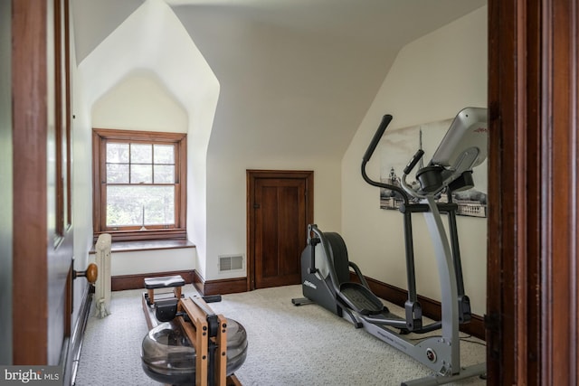 800 Main St, Riverton, NJ 08077 - exercise room with carpet flooring and lofted ceiling
