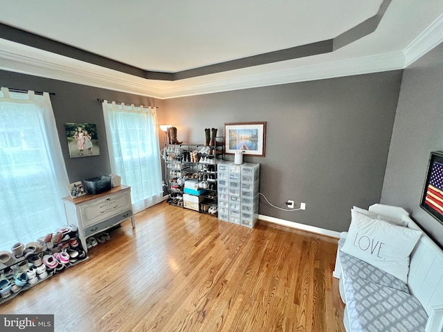 16331 Eagle Flight Cir, Woodbridge, VA 22191 - office featuring a raised ceiling, ornamental molding, and wood finished floors