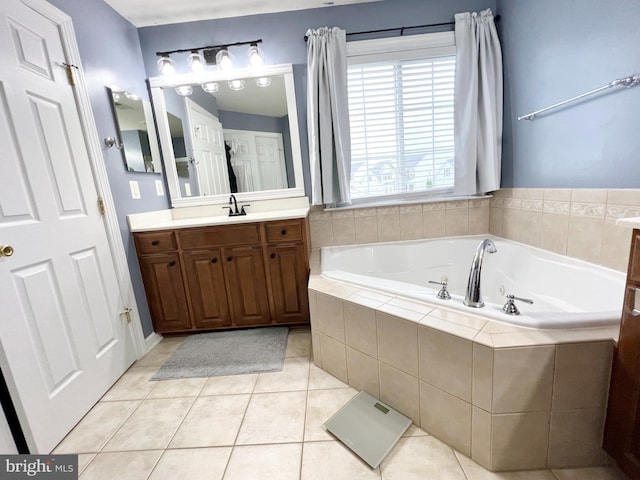 16331 Eagle Flight Cir, Woodbridge, VA 22191 - full bathroom with vanity, a garden tub, and tile patterned floors