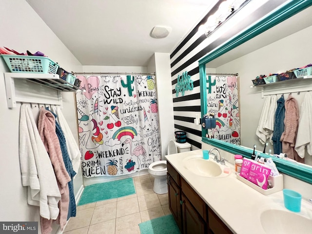 16331 Eagle Flight Cir, Woodbridge, VA 22191 - bathroom featuring double vanity, tile patterned flooring, and curtained shower