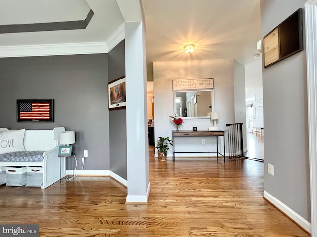 16331 Eagle Flight Cir, Woodbridge, VA 22191 - hallway featuring ornamental molding and wood finished floors