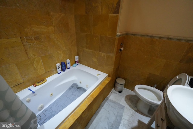 328 N Mechanic St, Cumberland, MD 21502 - bathroom with tile walls and a whirlpool tub