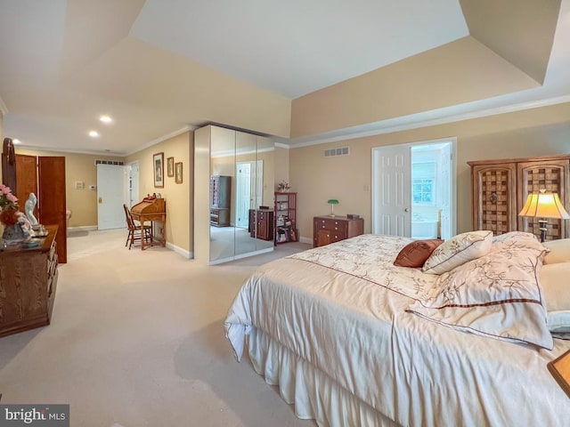 19 Pheasant Run Rd, New Hope, PA 18938 - bedroom featuring carpet, crown molding, recessed lighting, and a closet