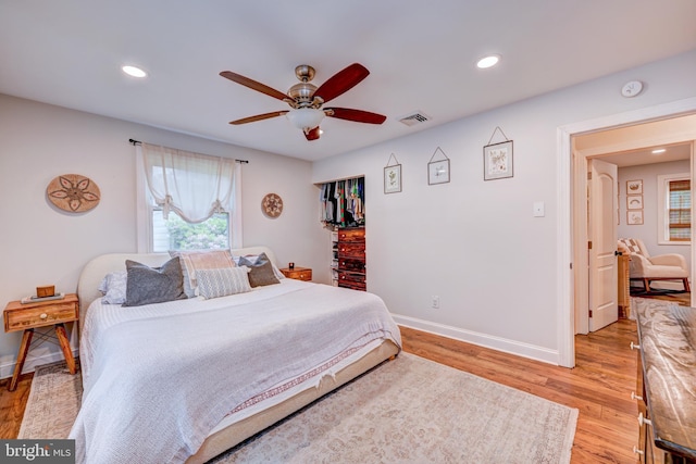 215 Murray Dr, Doylestown, PA 18901 - bedroom with light wood-style flooring, recessed lighting, and a ceiling fan