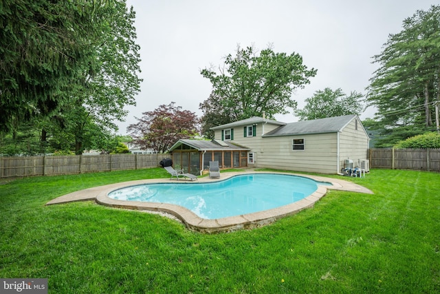 215 Murray Dr, Doylestown, PA 18901 - view of swimming pool with a sunroom and a fenced backyard