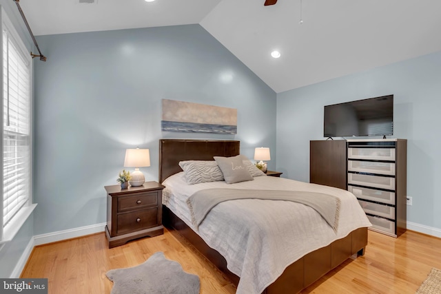 810 Broken Twig Ct, Odenton, MD 21113 - bedroom featuring light wood-style floors, multiple windows, a ceiling fan, recessed lighting, and high vaulted ceiling