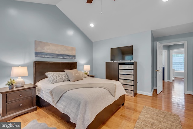 810 Broken Twig Ct, Odenton, MD 21113 - bedroom with lofted ceiling, light wood-style flooring, recessed lighting, and a ceiling fan