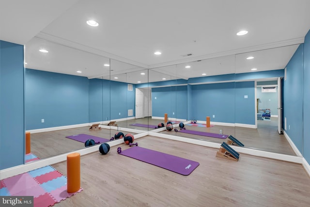 810 Broken Twig Ct, Odenton, MD 21113 - exercise area with wood finished floors and recessed lighting