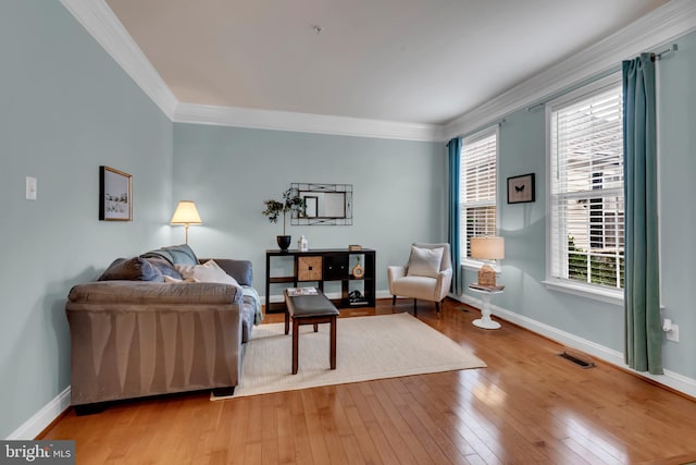 810 Broken Twig Ct, Odenton, MD 21113 - living area featuring ornamental molding and light wood-style floors