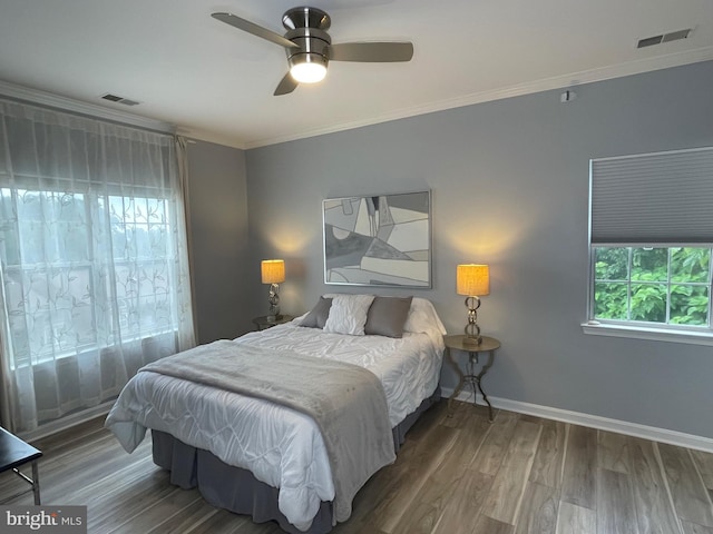 8 Tyler Falls Ct Unit C, Baltimore, MD 21209 - bedroom with ornamental molding, wood finished floors, and ceiling fan