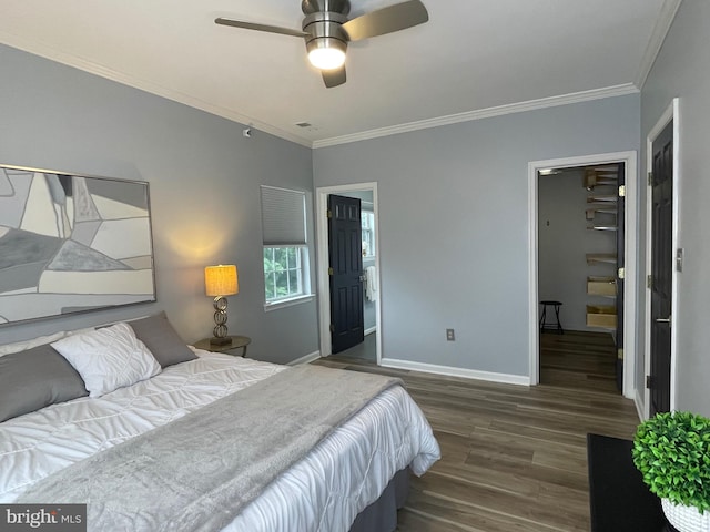 8 Tyler Falls Ct Unit C, Baltimore, MD 21209 - bedroom with wood finished floors, crown molding, and a ceiling fan