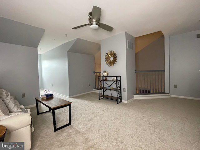 8 Tyler Falls Ct Unit C, Baltimore, MD 21209 - living room with carpet, ceiling fan, and lofted ceiling