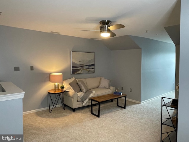 8 Tyler Falls Ct Unit C, Baltimore, MD 21209 - carpeted living area with ceiling fan and vaulted ceiling