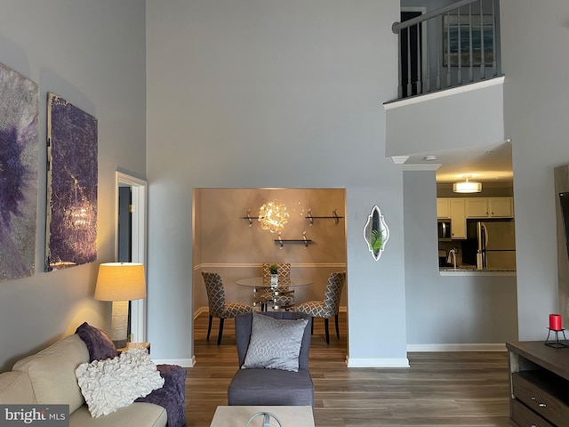 8 Tyler Falls Ct Unit C, Baltimore, MD 21209 - living area featuring a high ceiling and wood finished floors