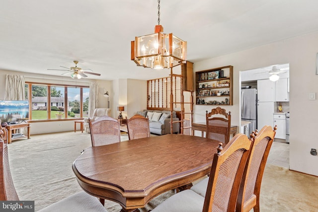 694 Davisville Rd, Warminster, PA 18974 - dining room with ceiling fan, light colored carpet, and a chandelier