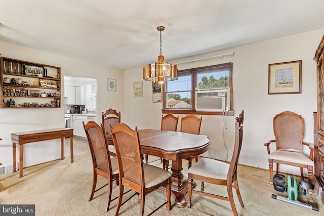 694 Davisville Rd, Warminster, PA 18974 - dining space with cooling unit, light carpet, and a chandelier