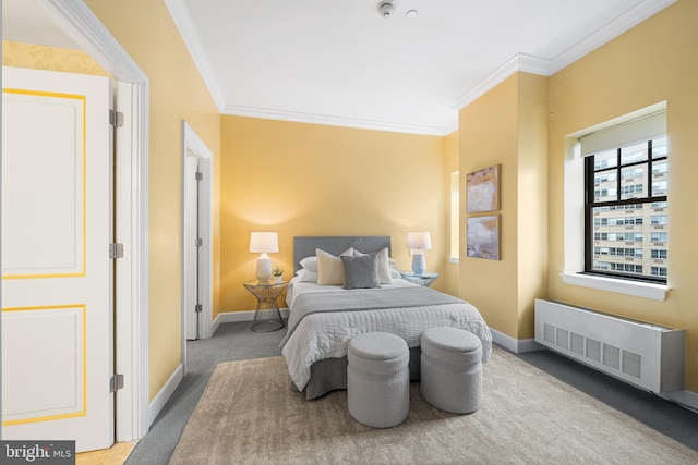1701 Locust St Unit 2015, Philadelphia, PA 19103 - carpeted bedroom featuring radiator heating unit and crown molding
