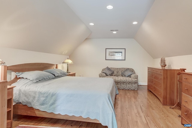 455 Foxdale Ln, Charlottesville, VA 22903 - bedroom with vaulted ceiling, light wood finished floors, and recessed lighting