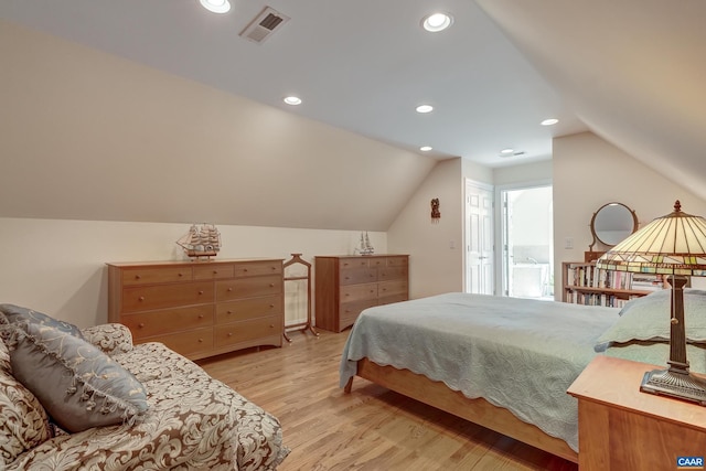 455 Foxdale Ln, Charlottesville, VA 22903 - bedroom featuring light wood finished floors, lofted ceiling, and recessed lighting