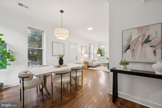 1200 6th St NE, Washington, DC 20002 - dining area with ornamental molding, healthy amount of natural light, hardwood / wood-style floors, and recessed lighting