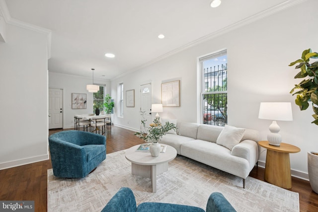 1200 6th St NE, Washington, DC 20002 - living room with wood finished floors, recessed lighting, and ornamental molding