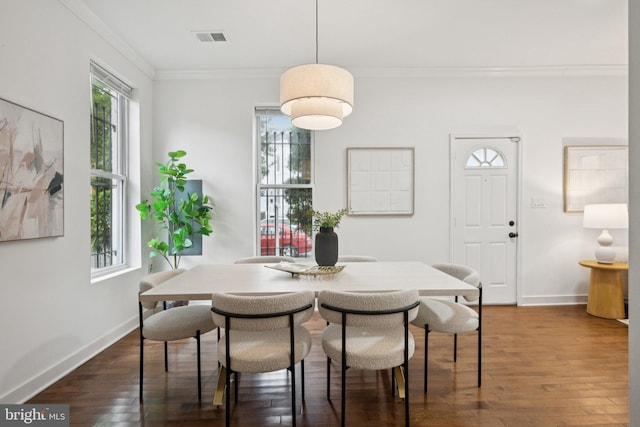 1200 6th St NE, Washington, DC 20002 - dining room with ornamental molding and dark wood-type flooring