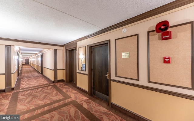 20630 Valley Forge Cir Unit 630, King Of Prussia, PA 19406 - hall featuring ornamental molding, carpet flooring, and a textured ceiling