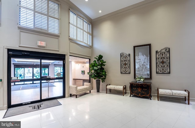 20630 Valley Forge Cir Unit 630, King Of Prussia, PA 19406 - common area with a towering ceiling, ornamental molding, and recessed lighting