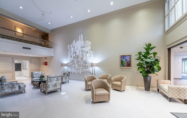 20630 Valley Forge Cir Unit 630, King Of Prussia, PA 19406 - community lobby with a towering ceiling, ornamental molding, and recessed lighting