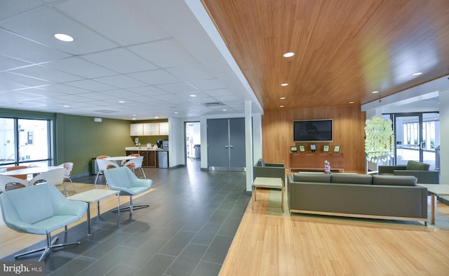 20630 Valley Forge Cir Unit 630, King Of Prussia, PA 19406 - lobby featuring recessed lighting, wood ceiling, and wood walls