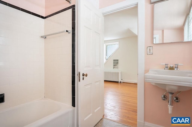 1614 Meadowbrook Heights Rd, Charlottesville, VA 22901 - bathroom with radiator heating unit and shower / bathtub combination