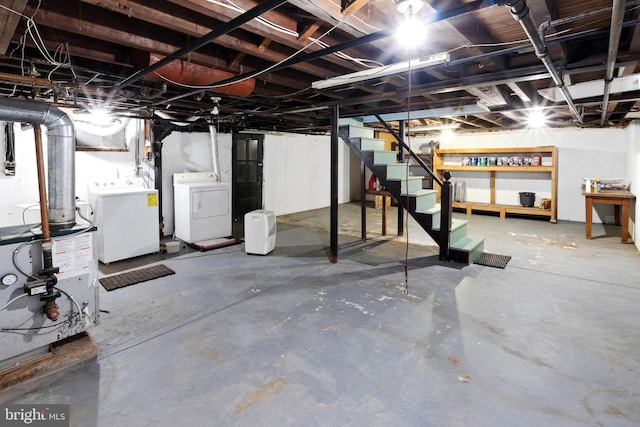 509 Baynard Blvd, Wilmington, DE 19803 - unfinished basement featuring washing machine and clothes dryer and stairs
