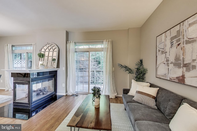 1869 Cedar Cove Way Unit 101, Woodbridge, VA 22191 - living area with wood finished floors, plenty of natural light, and a multi sided fireplace