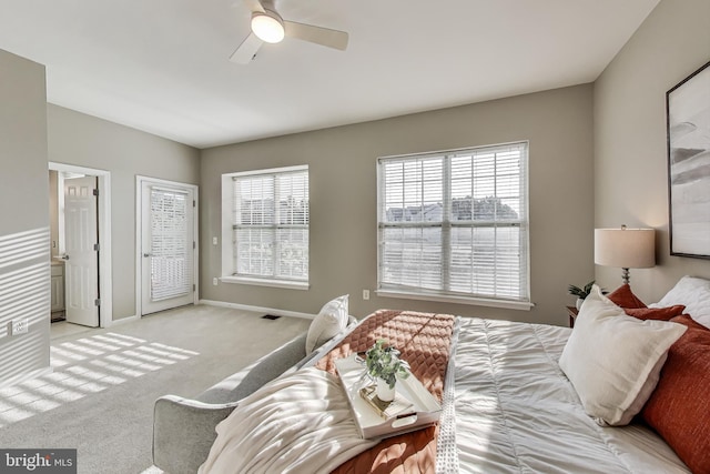 1869 Cedar Cove Way Unit 101, Woodbridge, VA 22191 - bedroom with carpet, access to exterior, and a ceiling fan