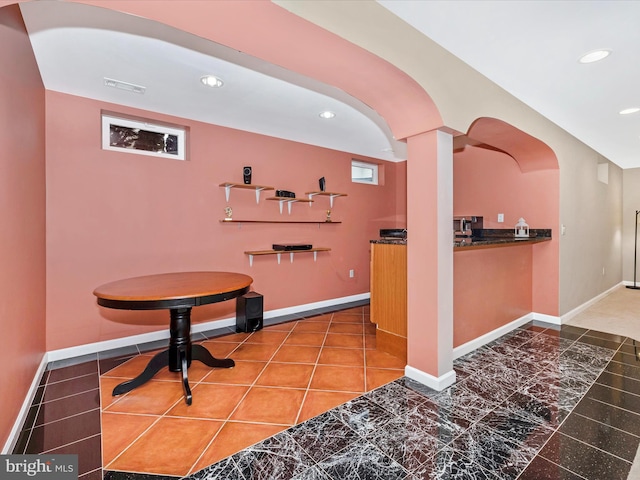 14228 Golden Hook Rd, Boyds, MD 20841 - bar with recessed lighting and arched walkways