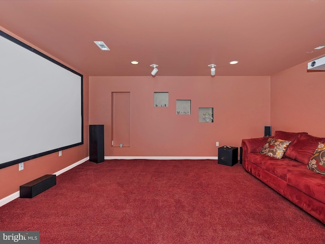 14228 Golden Hook Rd, Boyds, MD 20841 - carpeted home theater room with recessed lighting