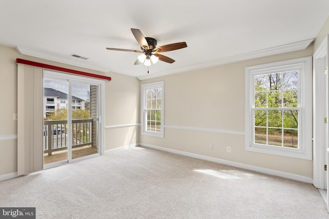 11021 Folksie Ct Unit 201, Manassas, VA 20109 - spare room with ceiling fan, carpet floors, and crown molding