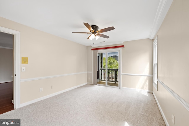 11021 Folksie Ct Unit 201, Manassas, VA 20109 - empty room featuring ceiling fan, carpet, and crown molding