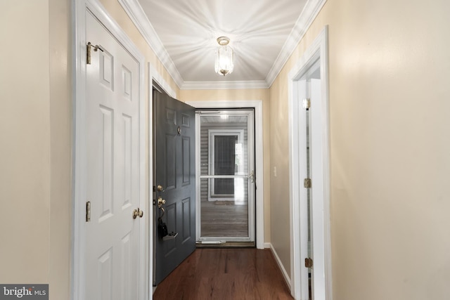 11021 Folksie Ct Unit 201, Manassas, VA 20109 - entryway with dark wood-type flooring and crown molding