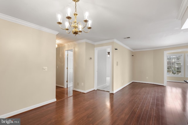 11021 Folksie Ct Unit 201, Manassas, VA 20109 - unfurnished living room with a chandelier, wood finished floors, and crown molding