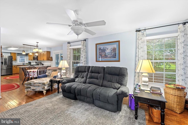 69 Cardinal Forest Dr, Fredericksburg, VA 22406 - living area with hardwood / wood-style floors and ceiling fan
