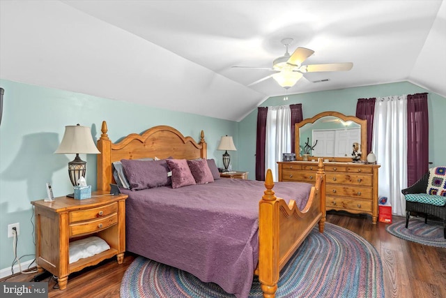 69 Cardinal Forest Dr, Fredericksburg, VA 22406 - bedroom featuring lofted ceiling, wood finished floors, and a ceiling fan