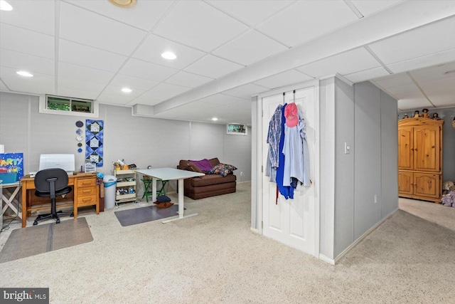 69 Cardinal Forest Dr, Fredericksburg, VA 22406 - carpeted home office with recessed lighting and a paneled ceiling