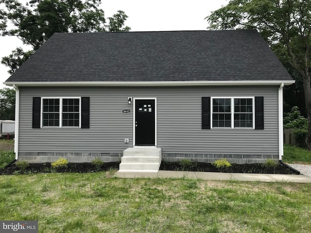 5412 Little Mastens Corner Rd, Felton, DE 19943 - view of front of home with entry steps, crawl space, and roof with shingles