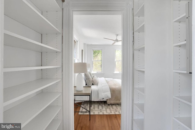 1329 Delafield Pl NW, Washington, DC 20011 - walk in closet with wood finished floors and a ceiling fan