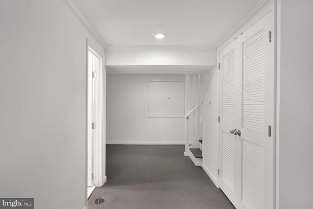 1329 Delafield Pl NW, Washington, DC 20011 - corridor featuring finished concrete floors, recessed lighting, and crown molding