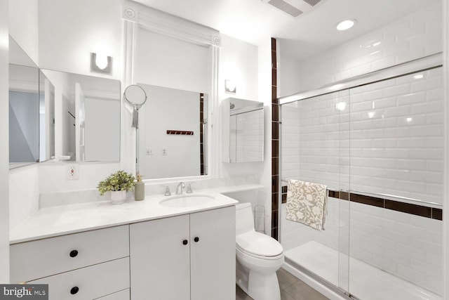 1329 Delafield Pl NW, Washington, DC 20011 - bathroom featuring vanity, a shower stall, and recessed lighting